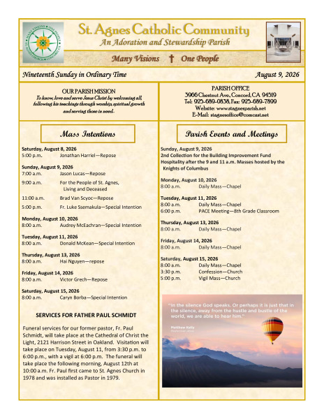 August 9 2026 Bulletin